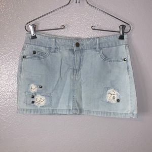 Forever Twenty One Boutique distressed mini jean skirt